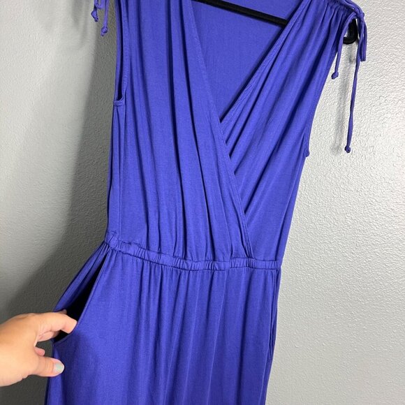 NWOT Michael Stars Purple Knit Jumpsuit Tie Cap Sleeve / Sleeveless Small - Picture 4 of 6